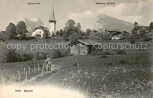 AK / Ansichtskarte Aeschi_BE Teilansicht m. Beatenberg Wandfluh u. Sigriswyl Grat Aeschi_BE