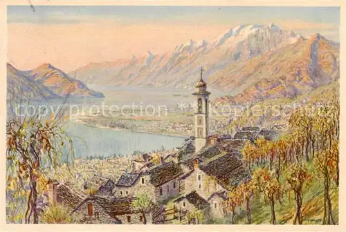 AK / Ansichtskarte Brione Verzasca_Minusio_TI Locarno visto da Brione   Kuenstlerkarte Rappinger 
