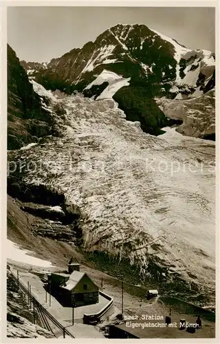 AK / Ansichtskarte Eigergletscher_BE Gletscher m. Moench u. Station 