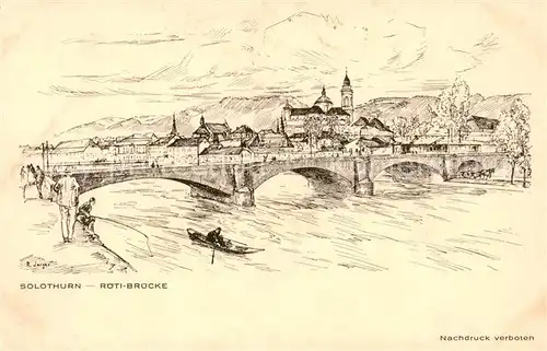 AK / Ansichtskarte Solothurn Rueti Bruecke Kuenstlerkarte R. Jarger Solothurn