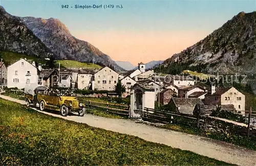 AK / Ansichtskarte Simplon_Dorf_Simplondorf_VS GEsamtansicht m. altem Auto 