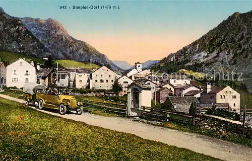 AK / Ansichtskarte Simplon_Dorf_Simplondorf_VS Gesamtansicht m. altem Auto 