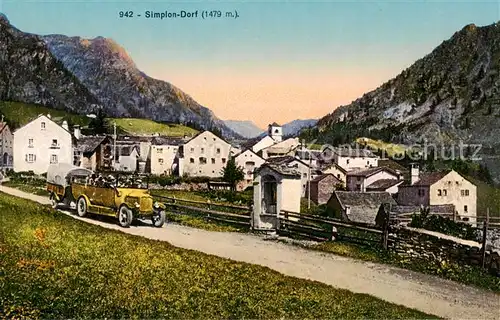 AK / Ansichtskarte Simplon_Dorf_Simplondorf_VS Gesamtansicht m. altem Auto 