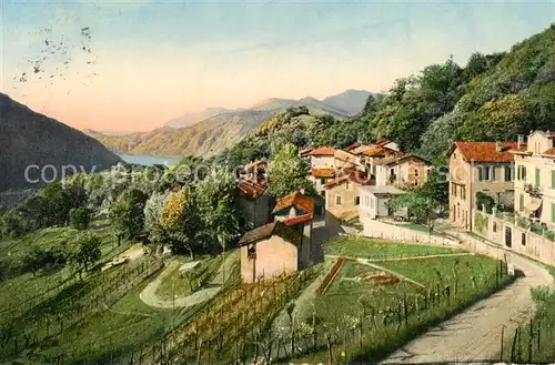 AK / Ansichtskarte Agra__TI Dorf Ansicht u. Luganer See 