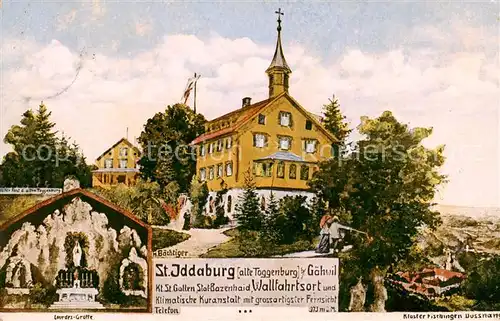 AK / Ansichtskarte St_Iddaburg_Gaehwil_SG Kloster Fischingen Dussnang Lourdes Grotte Restaurant d. alten Toggenburg   Kuenstlerkarte H. Baechtiger 