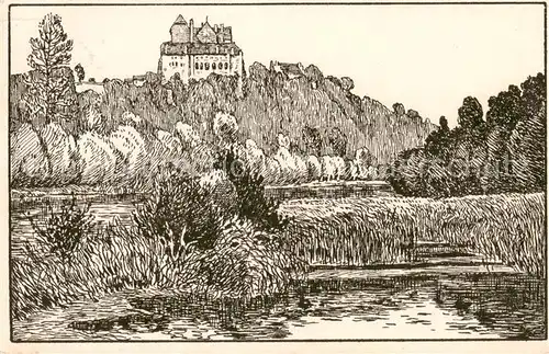 AK / Ansichtskarte Wildegg_AG Schloss Federzeichnung 