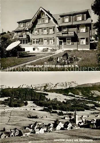 AK / Ansichtskarte Gonten_IR Gesamtansicht m. Saentiskette u. Chalet Erika Aussenansicht 
