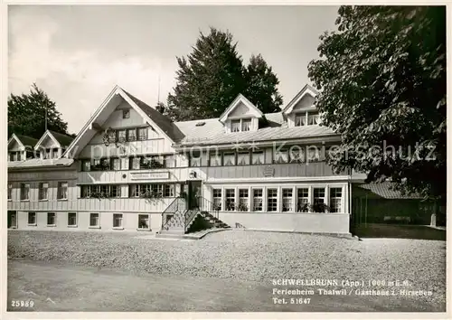 AK / Ansichtskarte Schwellbrunn Ferienheim Thalwil   Gasthaus z. Hirschen Schwellbrunn
