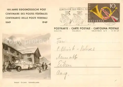 AK / Ansichtskarte Genf__Geneve_GE 100 Jahre Eidgenoessische Post Autopost 