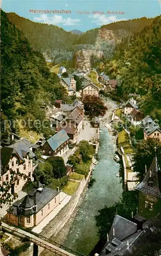 AK / Ansichtskarte  Herrnskretschen_Boehmen_Hrensko_CZ Saechsisch Boehmische Schweiz Panorama 