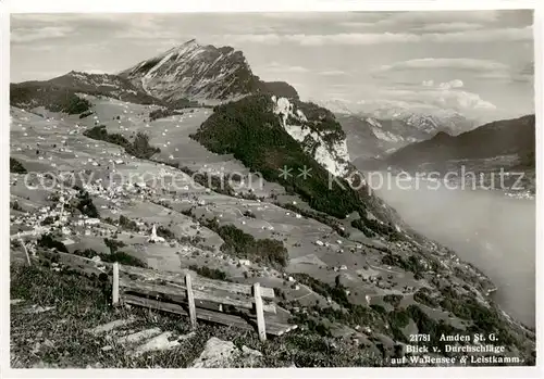 AK / Ansichtskarte Amden_SG Blick vom Durchschlaege auf Wallensee und Leistkamm Amden_SG