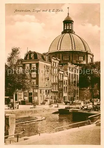 AK / Ansichtskarte  Amsterdam__NL Singel met RL Kerk 