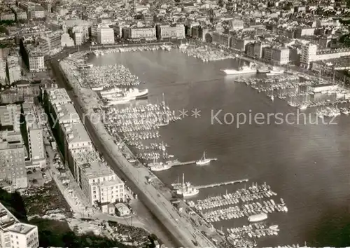 AK / Ansichtskarte Marseille_13 Vue aerienne du Vieux Port Dans le fond la Ville et perspective sur la Canebiere 