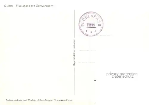 AK / Ansichtskarte Flueelapass_2383m_GR mit Schwarzhorn 