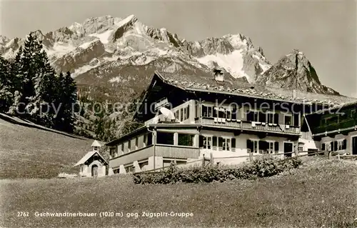 AK / Ansichtskarte  Garmisch-Partenkirchen Berggasthof Gschwandtnerbauer mit Zugspitz Gruppe Garmisch-Partenkirchen