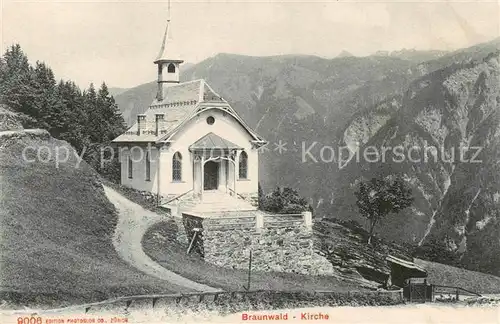 AK / Ansichtskarte Braunwald_GL Kirche Braunwald GL