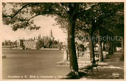 AK / Ansichtskarte  Konstanz_Bodensee Uferpromenade Blick auf Inselhotel und Muenster Konstanz_Bodensee