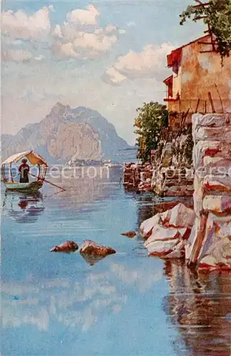 AK / Ansichtskarte Gandria_TI e Monte San Salvatore Lago di Lugano Kuenstlerkarte Gandria_TI