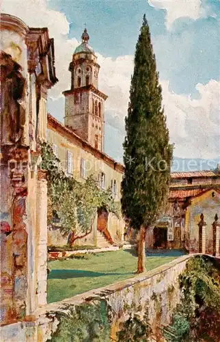 AK / Ansichtskarte Morcote_Lago_di_Lugano_TI Kirche Maria del Sasso Kuenstlerkarte 