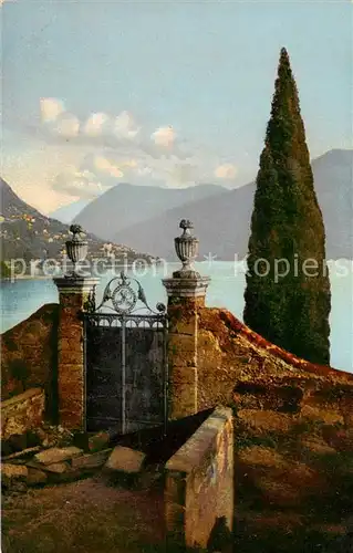 AK / Ansichtskarte Castagnola_Lago_di_Lugano Schloss Eingangstor Seeblick Alpen 