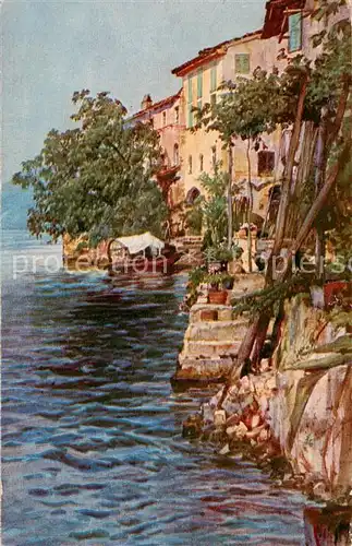 AK / Ansichtskarte Gandria_Lago_di_Lugano Haeuserpartie am Luganer See Kuenstlerkarte Gandria_Lago_di_Lugano