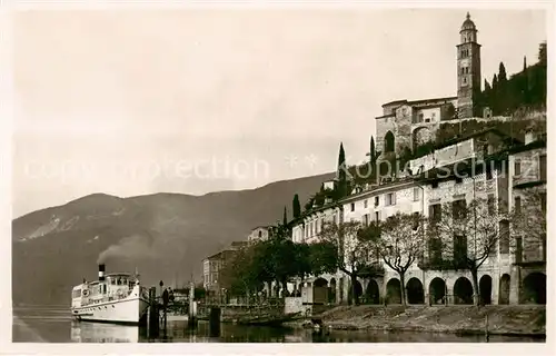 AK / Ansichtskarte Morcote_Lago_di_Lugano_TI Bootsanleger Dampfer Kirche Maria del Sasso 