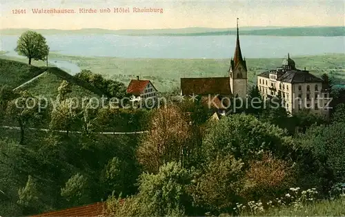 AK / Ansichtskarte Walzenhausen_AR Kirche und Hotel Rheinburg Bodensee Walzenhausen AR