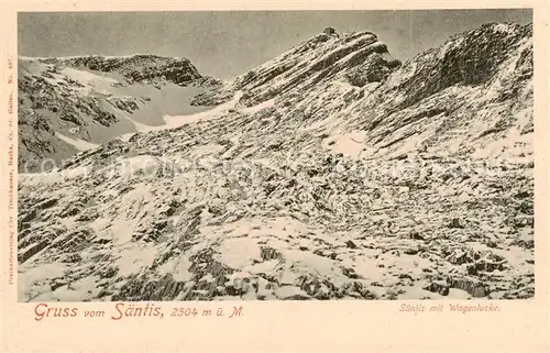 AK / Ansichtskarte Saentis_2504m_AR mit Wagenlucke Bergwelt Appenzeller Alpen 