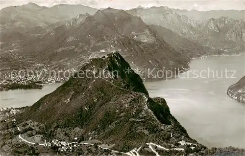 AK / Ansichtskarte Lugano_Lago_di_Lugano_TI Monte San Salvatore Luganer See Alpenpanorama 