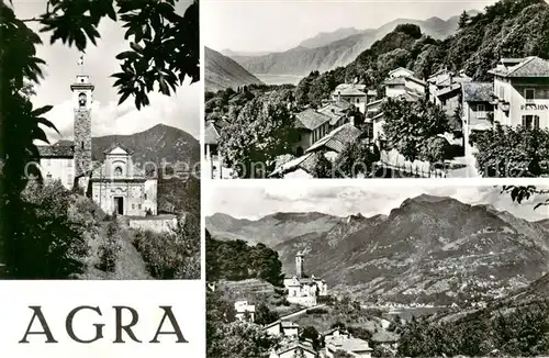 AK / Ansichtskarte Agra__TI Kirche Panorama Luganer See Alpen 