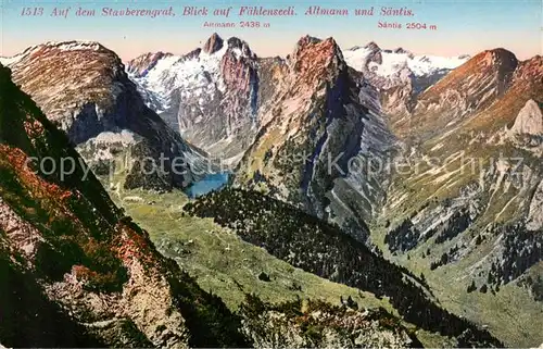 AK / Ansichtskarte Saentis_2504m_AR Blick vom Stauberengrat auf Faehlenseeli Altmann und Saentis Bergwelt Appenzeller Alpen 