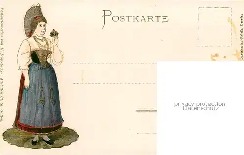 AK / Ansichtskarte Appenzell_IR Teilansicht mit Kirche Trachten Appenzell IR