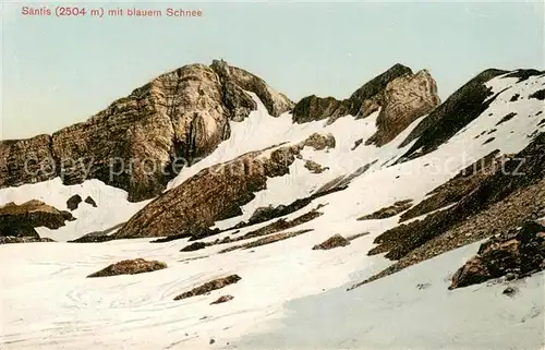 AK / Ansichtskarte Saentis_2504m_AR mit blauem Schnee Appenzeller Alpen 