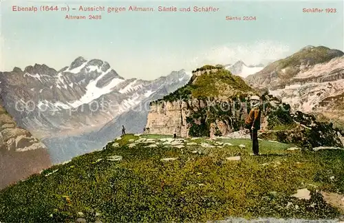 AK / Ansichtskarte Ebenalp_1641m_AI Aussicht gegen Altmann Saentis und Schaefler Bergwelt Appenzeller Alpen 