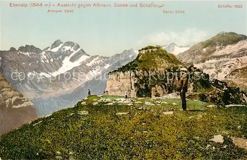 AK / Ansichtskarte Ebenalp_1641m_AI Aussicht gegen Altmann Saentis und Schaefler Bergwelt Appenzeller Alpen 