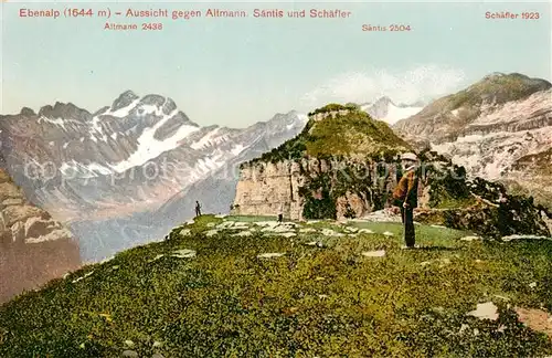 AK / Ansichtskarte Ebenalp_1641m_AI Aussicht gegen Altmann Saentis und Schaefler Bergwelt Appenzeller Alpen 