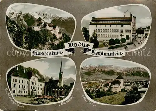 AK / Ansichtskarte  Vaduz_Liechtenstein_FL Schloss Rathaus Regierungsgebaeude Pfarrkirche 