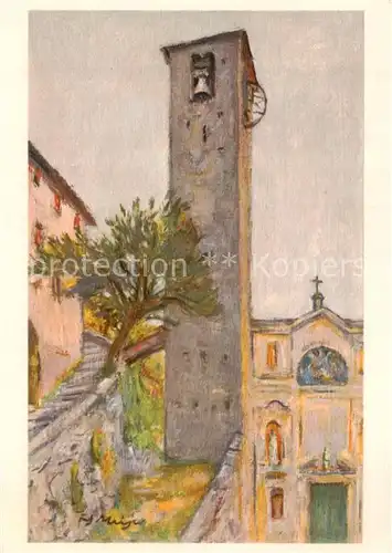 AK / Ansichtskarte Gandria_Lago_di_Lugano Campanile Fritz Meijer Pittore Kuenstlerkarte Gandria_Lago_di_Lugano
