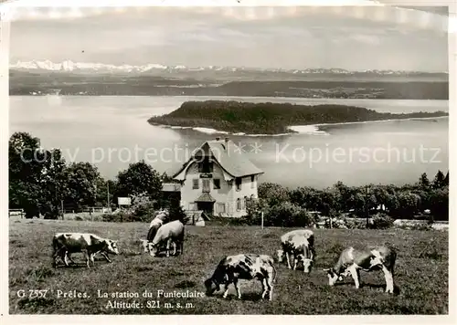 AK / Ansichtskarte Preles_Praegelz_BE Station du Funiculaire Bergbahn Station Panorama Bielersee Alpenkette 