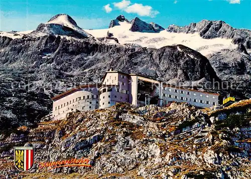 AK / Ansichtskarte 73795784 Obertraun_AT Berghotel Krippenstein mit Hohem Dachstein Dachsteingebirge Hallstaetter Gletscher 