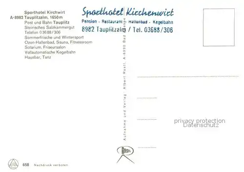 AK / Ansichtskarte 73795788 Tauplitzalm_1650m_Dachstein_AT Sporthotel Kirchenwirt Alpenflora 