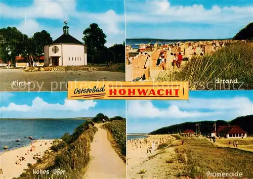 AK / Ansichtskarte  Hohwacht_Ostseebad Kirche Strand Promenade Hohes Ufer Hohwacht_Ostseebad