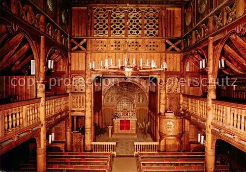 AK / Ansichtskarte  Hahnenklee-Bockswiese_Harz Nordische Stabkirche Innenansicht Anfang 20. Jhdt. Hahnenklee-Bockswiese