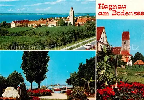 AK / Ansichtskarte 73795821 Hagnau_Bodensee Ortsansicht mit Kirche Weinort Kurort Uferpromenade Hagnau Bodensee