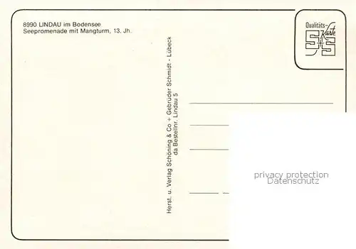 AK / Ansichtskarte  Lindau_Bodensee Seepromenade mit Mangturm 13. Jhdt. Lindau Bodensee