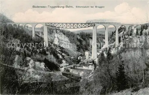 AK / Ansichtskarte Bruggen__SG Bodensee Toggenburg Bahn Sitterviadukt Eisenbahnbruecke 