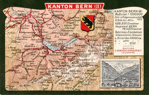 AK / Ansichtskarte Bern_BE Landkarte Kanton Bern Bern_BE