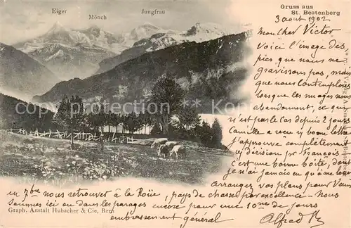 AK / Ansichtskarte St_Beatenberg_BE Panorama Blick gegen Eiger Moench und Jungfrau Berner Alpen 