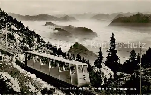 AK / Ansichtskarte Pilatus_Kulm_OW Pilatus Bahn mit Nebelmeer ueber dem Vierwaldstaettersee 