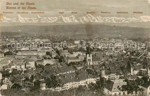 AK / Ansichtskarte Biel_Bienne Stadtpanorama gegen die Alpen Biel Bienne